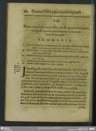 VIII. Reus criminis capitalis, an & quatenus ante, vel post condemnationem testamentum facere possit?