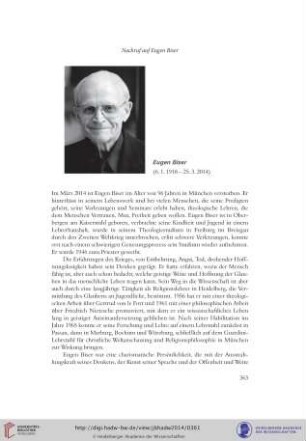 Eugen Biser (6.1.1918 – 25.3.2014)