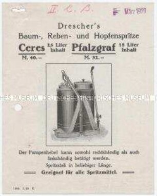 Baum-, Reben- und Hopfenspritze