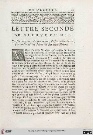 Lettre seconde: Du fleuve du Nil