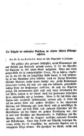 Die Aufgabe der nationalen Erziehung an unseren höheren Bildungsanstalten