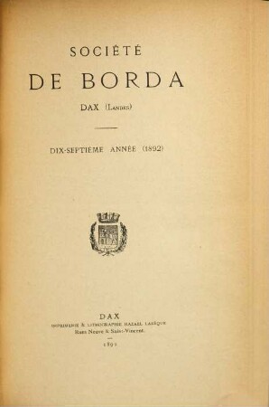 Bulletin de la Société de Borda. 17. 1892