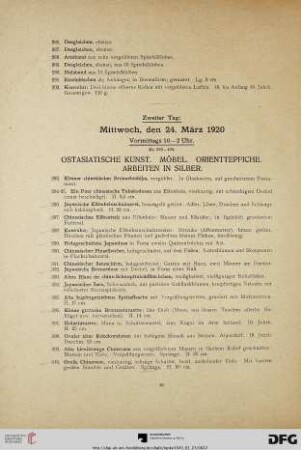 Ostasiatische Kunst. Möbel. Orientteppiche. Arbeiten in Silber (Nr. 293-478)