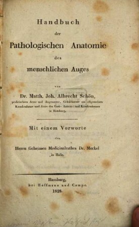 Handbuch der pathologischen Anatomie des menschlichen Auges