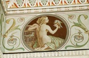 Frau mit Vogelkäfig