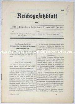 Reichsgesetzblatt zum Gesetz über Titel, Orden und Ehrenzeichen