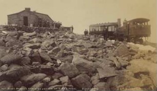Manitou: Pikes Peak - first passenger train on summit (4310 Meter), 1891