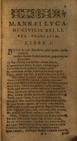 De bello civili : vel Pharsaliae libri X ; Eiusdem ad Calpurnium Pisonem Poëmaticon