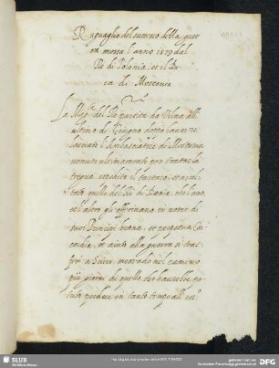 [Text 3:] Ragguaglio del successo della guerra mossa l‘Anno 1579 dal Re di Polonia e il Duca di Moscovia