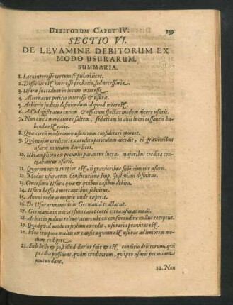Sectio VI. De Levamine Debitorum Ex Modo Usurarum.