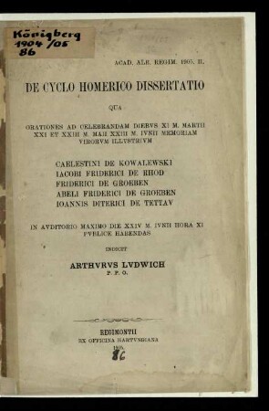 De Cyclo Homerico dissertatio