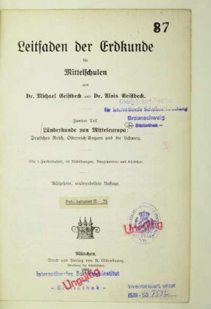 Teil 2: Länderkunde von Mitteleuropa : Deutsches Reich, Österreich-Ungarn und die Schweiz