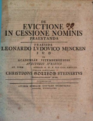 De evictione in cessiones nominis praestanda