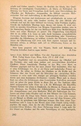 240-241 [Rezension] Lepp, Ignace, Splitter und Balken