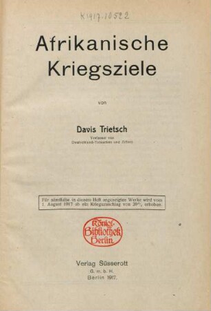 Afrikanische Kriegsziele
