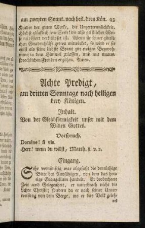 93-107, Achte Predigt