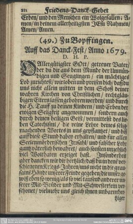 (49.) Zu Bopffingen. Auff das Danck-Fest, Anno 1679
