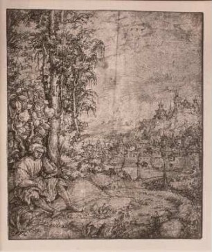 Ruhender Jüngling (und Schlange) mit Stadt