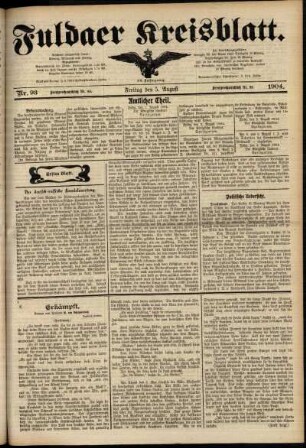 Erste Ausgabe vom Freitag, den 05. August 1904.