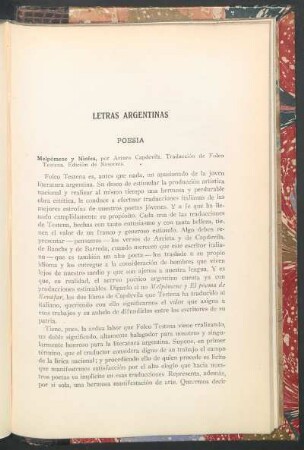 Letras argentinas : Poesía