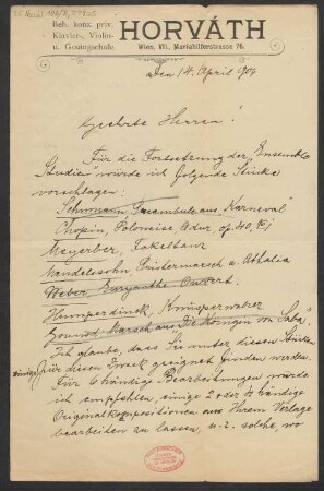 Brief an B. Schott's Söhne : 14.04.1904