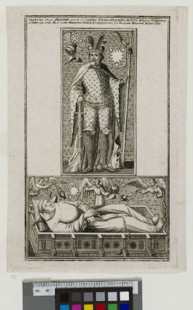 [Adolf IV., Graf von Holstein-Schauenburg] Duplex haec imago Adolphi, quarti ex Comitibus Schauwenburgensibus Holsatiae, Wagriae, Stormariaeque Comitis, qui anno AE. C 1216 monachus Ordinis Franciscanorum sive Fratrum Minorum Kilonÿ obÿt