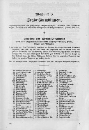Abschnitt B: Stadt Gumbinnen
