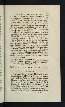 179-199, Théatre Italien en France. Son Histoire