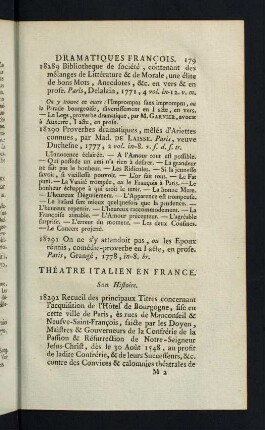 179-199, Théatre Italien en France. Son Histoire
