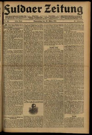 Erste Ausgabe vom Donnerstag, den 20. März 1913.