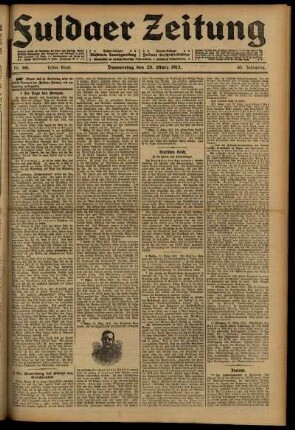 Erste Ausgabe vom Donnerstag, den 20. März 1913.