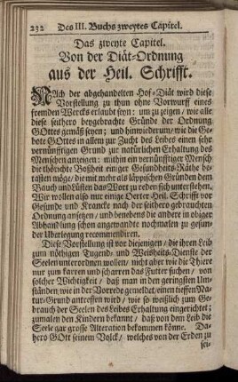 Das zweyte Capitel. Von der Diät- Ordnung aus der Heil. Schrift.
