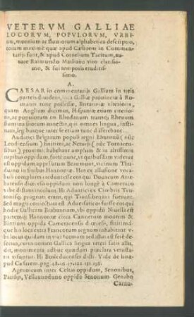 Veterum Galliae Locorum, Populorum, Urbium, montium ac fluviorum alphabetica descriptio ...