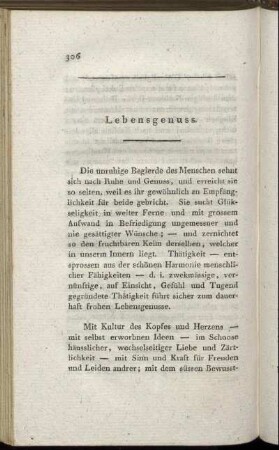 Lebensgenuss.