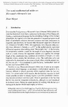 Two semi-mathematical asides on Menzerath-Altmanns law