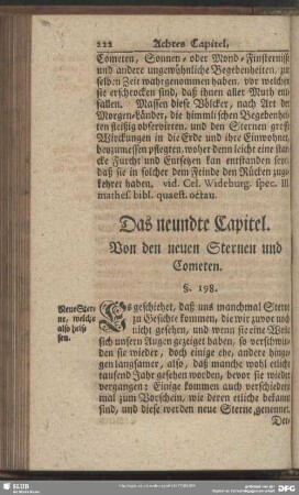 Das neundte Capitel. Von den neuen Sternen und Cometen