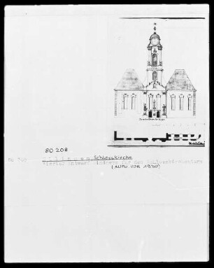 4. Aufrißentwurf für die Schloßkirche des Ehemaligen Deutschordensschlosses in Ellingen (Kreis Weißenburg-Gunzenhausen)