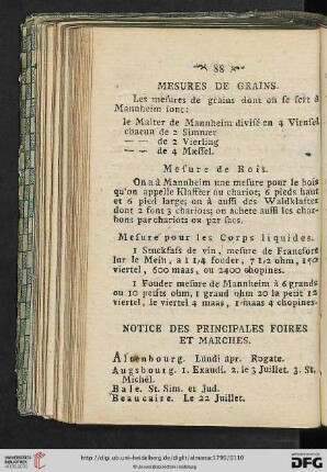 Notice des principales foires et marches