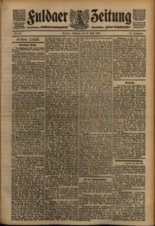 Erste Ausgabe vom Dienstag, den 19. Mai 1908.