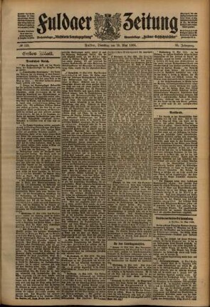 Erste Ausgabe vom Dienstag, den 19. Mai 1908.