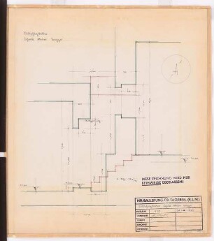 Reichsluftfahrtministerium, Berlin: Luftschutzkeller V1, Kleine Treppe: Schnitt 1:20
