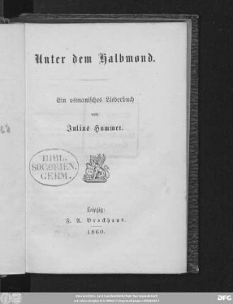Unter dem Halbmond : ein osmanisches Liederbuch