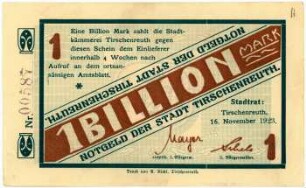 Geldschein / Notgeld, 1 Billion Mark, 16.11.1923