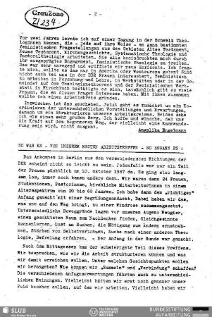So war es : von unserem ersten Arbeitstreffen