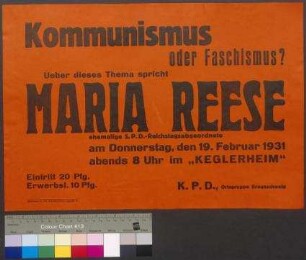 Plakat der KPD zu einer öffentlichen Parteiversammlung am 19. Februar 1931 in Braunschweig