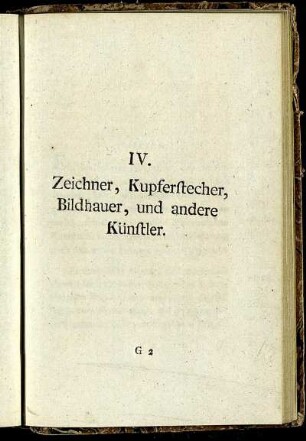 IV. Zeichner, Kupferstecher, Bildhauer, und andere Künstler.