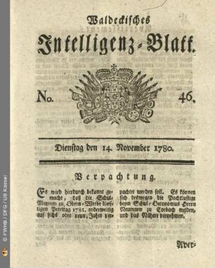 No. 46, Dienstag den 14. November 1780