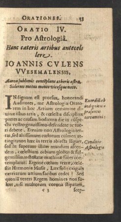 Oratio IV. Pro Astrologia.