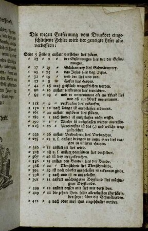 Die wegen Entfernung vom Druckort eingeschlichene Fehler wird der geneigte Leser also verbessern:[...]
