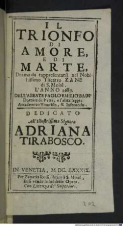 Il trionfo di Amore, e di Marte